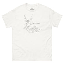 Load image into Gallery viewer, White t-shirt with hand-drawn Eros and Psyche sketch inspired by Antonio Canova
