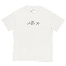 Load image into Gallery viewer, White cotton t-shirt featuring a hand-sketched octopus design, inspired by Greek summer and sea life, laid flat