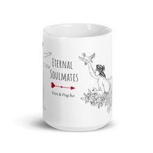 Load image into Gallery viewer, Elegant white mug with Eros and Psyche sketch and Eternal Love inscription.