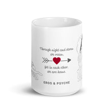 Load image into Gallery viewer, Romantic white mug with poetic love quote and Eros Psyche artwork, Valentine’s Day gift