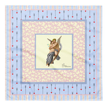 Load image into Gallery viewer, Product mockup Blue and pink patterned large  bandana featuring hand-drawn artwork inspired by Bouguereau’s Eros and Psyche, highlighting the Greek myth of love
