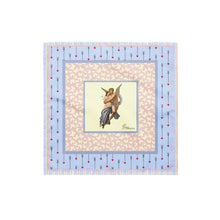 Load image into Gallery viewer, Product mockup Blue and pink small bandana with central Eros and Psyche artwork, celebrating Greek myth of love and devotion, perfect Valentine’s gift
