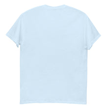 Load image into Gallery viewer, Back of Light blue t-shirt featuring hand-drawn Eros flute sketch inspired by Athenian red-figure lekythoi, perfect gift for mythology lovers
