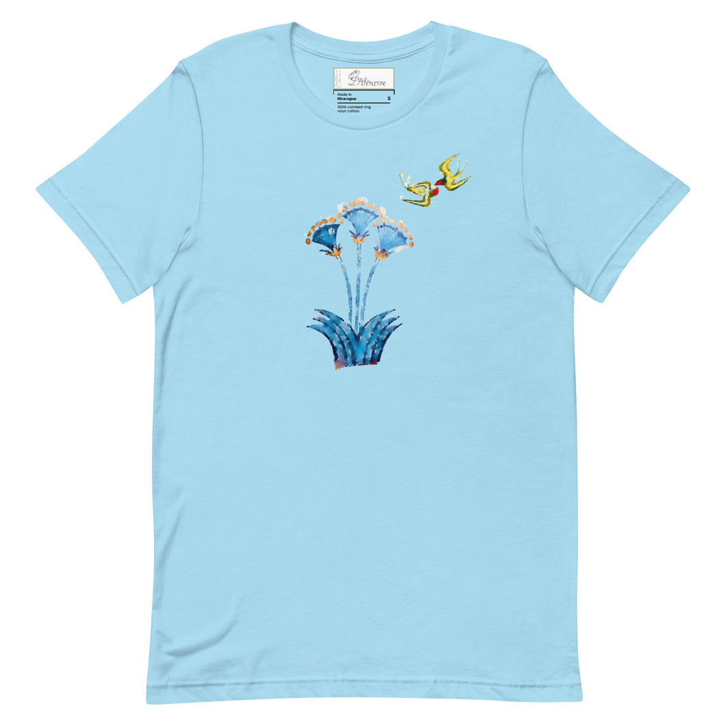 Minoan Blue  Lilies Unisex cotton t-shirt