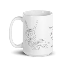 Load image into Gallery viewer, Close-up of Eros and Psyche hand-drawn sketches on a white romantic coffee mug
